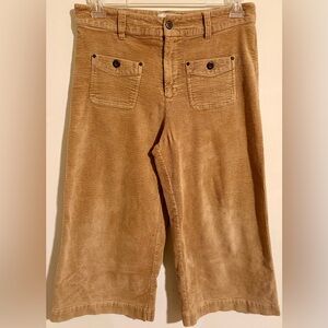Sundance Women’s Brown/Tan Corduroy High Waist Crop Wide Leg Stretch Pants Sz 10